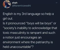 The Female Lead On Instagram Boyswillbeboys Patriarchy Society Feminist Feminism Kindness You In 2020 Patriarchy Memes Quotes Girls Support Girls