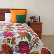 Ralph lauren lauren ralph lauren antigua paisley standard pillowcases 2pc. Kantha Bedcover Kantha Quilt Bedspread Floral Print Exporter From Jaipur