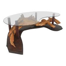 Rustic coffee tables are popular in canadian homes because they bring elements of the outdoors in and complement rustic furniture and pieces of art. Mid Century Modern Rustic Driftwood Glass Top Coffee Table Chairish