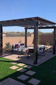 Custom Phoenix Backyard Landscape With Pergola Over Lounge Area Pergola Phoenix Backyard Building A Pergola