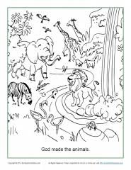In 6 days, god created the world in which we live, and the 7th day was a day of divine rest. God Made The Animals Coloring Page