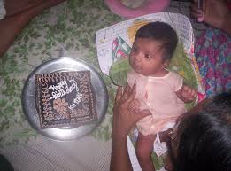 The photo birthday cake frames are completed. My First Month Birthday Cake Divya Iyyer Flickr