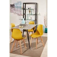 Sacha Lot De 4 Chaises De Salle A Manger Jaune Moutarde Pieds En Bois Hevea Massif Style Contemporain L 48 X P 57 Cm Chaise Salle A Manger