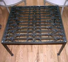 Black Iron Gate Coffee Table With Glass Top 1stdibs Com Glass Top Coffee Table Wrought Iron Table Table