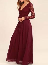 Dark Red Long Sleeve Lace Long Bridesmaid Dresses Cheap Chiffon Custom Short Bride Long Bridesmaid Gowns Long Sleeve Lace Bridesmaid Dresses Simple Prom Dress