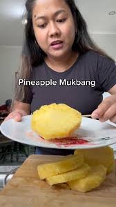 Pineapple mukbang with sili powder at asin so yum #fyp