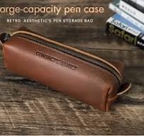 Estuche de lápices de cuero Retro, estuches de lápices de ...
