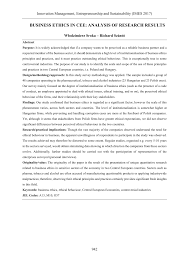 Pdf Business Ethics In Cee Analysis Of Research Results