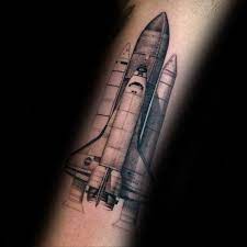 40 Spaceship Tattoo Designs For Men - Outer Space Ink Ideas Spaceship Tattoo Tattoo Designs Men Rocket Tattoo