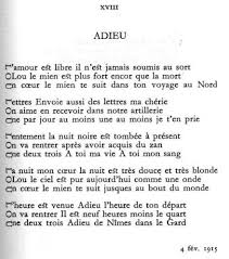 Adieu Est Un Poeme Tres Connu D Apollinaire En Acrostiche C Est A Dire Que Tous Les Debuts De Vers Forme Un Mot Lou Poeme Mots Texte