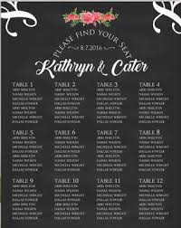 Floral Wedding Seating Chart Table Numbers Custom Wedding