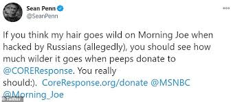 The hollywood actor addressed criticism of his debut book bob honey who just do stuff while he was on conan on thursday night. Sean Penn Jokes About His Disheveled Look On Morning Joe That Prompted Viral Twitter Response Daily Mail Online