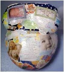 Belly Cast Decoupage Baby Pictures Belly Cast Decorating Belly Casting Baby Prints