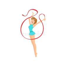 Hoop, ball, clubs, ribbon or rope. Professional Rhythmic Gymnastics Sportswoman With Ponytail Performing An Element With Ribbon Apparatus Stock Vector Illustration Of Flexibility Performance 80666770