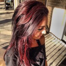 This look contrasts well with blonde hair, but the hue would also pair well with brown hair. Allure Hair And Skin Studio Yelp Brown Hair With Highlights Red Peekaboo Highlights Peekaboo Highlights
