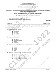 Candidații vor avea asupra lor un pix cu pastă albastră sau stilou cu cerneală albastră și actul de. C Engleza Audio Text Var 02