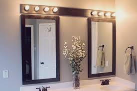 Wooden Light Fixture Over Bathroom Mirrors Gray House Studio