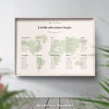 Travel Theme Table Plan Map Wedding Travel Themed World