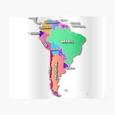 Argentina, paraguay and uruguay had already submitted a joint bid to host the centenary edition of football's most prestigious tournament, but pinera said on twitter on thursday that those countries' presidents had agreed to chile's participation in the joint candidacy. Political Map Of South America Brazil Argentina Tapestry By Mashmosh Redbubble
