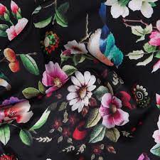 Check spelling or type a new query. Blossom Black Floral Silk Satin Mix Bloomsbury Square Dressmaking Fabric