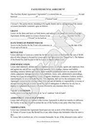 Facility Rental Contract Free Printable Documents Rental Agreement Templates Venue Rental Contract Template