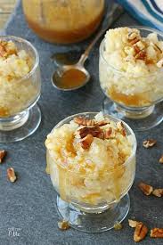 Old Fashioned Rice Pudding Recipe With Salted Caramel And Toasted Pecans Classic Dessert Recipe Desserts Delicious Desserts