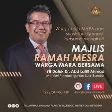 Dasar pembangunan luar bandar (dplb) telah merumuskan wawasan luar bandar yang sejahtera, inklusif, mampan dan holistik sebagai agenda utama dalam proses pembangunan luar bandardi malaysia menjelang tahun 2030. Majlis Amanah Rakyat On Twitter Warga Kerja Mara Dan Subsidiari Dijemput Untuk Mengikuti Majlis Ramah Mesra Bersama Yb Datuk Dr Abd Latiff Ahmad Menteri Pembangunan Luar Bandar Melalui Fb Live Di Https T Co Akimxtedx5