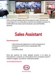 Intra pe ejobs.ro, cel mai mare portal de joburi din romania, numarul 1 in recrutarea online! Sales Assistant Iasi Roman C A Moda Retail Aplica Pe Ejobs