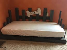 Dog Bed Made From Pallets And A Crib Mattress Crib Mattress Dog Bed Bed Made From Pallets Bed Frame Mattress