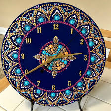 Mandala Clock Etsy In 2020 Dot Art Painting Clock Painting Clock Craft