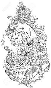 See more ideas about coloring pages, mythical creatures, drawings. Mythological Sea Horse Hippocampus Or Hippocamp In The Water Royalty Free Cliparts Vectors And Stock Illustration Image 91001260