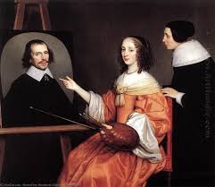 Hier wordt wie is genoemd 'aristo al lavoro' door een lamp bestraald; Margareta Maria De Roodere And Her Parents Gerard Van Honthorst Gerrit Van Honthorst Wikioo Org The Encyclopedia Of Fine Arts