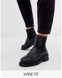 Asos curve, tall, petite and maternity. Asos Leather Wide Fit Action Chunky Chelsea Boots In Black Lyst