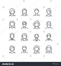 Woman And Man Face Line Icons Female Male Profile Outline Symbols With Different Hairstyles People Avatars Isolated Charac Male Profile Face Lines Line Icon