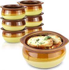 Compare prices & save money on dinnerware & serveware. 6 Pack 10 Oz French Onion Soup Crock Brown And Ivory Premium Ceramic Porcelain Bowls Microwave Oven Safe For Soup Stews Chilis Baked Beans Mac And Cheese Amazon Co Uk Home Kitchen