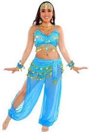 6 Piece Harem Genie Belly Dancer Costume In Jasmine Blue And Gold Belly Dancer Costumes Dancer Costume Dance Costume Women