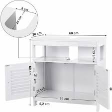 Vasagle Meuble Sous Lavabo Armoire De Rangement Meuble De Salle De Bain 2 Volets 2 Casiers Anti Humidite Dimensions Du Produit 60 X 30 X 60cm Blanc Par Songmic Meuble Sous Lavabo