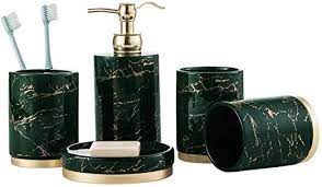 5 piece bathroom accessories set marble dark green exterior with gold trim ceramic bathroom accessories green bathroom accessories gold bathroom accessories
