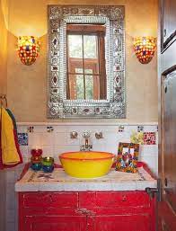 Sink in spanish mediterranean bathroom also bathroom decorative tile hacienda mexican tile rustic talavera sink talavera tile. How To Decorate Your Bathroom In Mexican Style Bathroom Style Bathroom Colors Mexican Decor