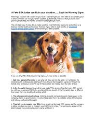 Downloadable sample emotional support animal (esa) letter. A Fake Esa Letter Can Ruin Your Vacation By Robyyfabby4544 Issuu