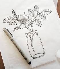 318 Likes 8 Comments Summer Breeze Beautymarkings On Instagram Floral Mason Jar Piece Available To T Vintage Drawing Flower Art Painting Flower Drawing