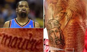 Back tattoo is a good idea. Massive Back Tattoo Basketball Star Kevin Durant Has Spent Years On Is Revealed To Have Serious Spelling Mistake Daily Mail Online