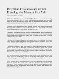 Bagaimana pengertian tasawuf secara etimologi dan terminologi? Pengertian Filsafat Secara Umum Etimologi Dan Menurut Para Ahli