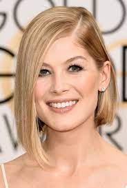 2015 Golden Globes How To Rosamund Pike S Sleek Bob Haarschnitt Kurz Asymmetrische Frisuren Bob Frisur