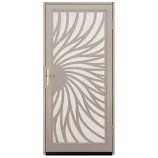 Unique Home Designs 36 In X 80 In Solstice Tan Surface Mount Steel Security Door With Almond Perforated Screen And Nickel Hardware Idr31000362147 The Home D Steel Security Doors Security Door