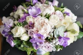 Peony flower bridesmaids posy bouquets. Brides Wedding Bouquet With Peonies Freesia And Other Flowers Stock Photo Picture And Royalty Free Image Image 99724085