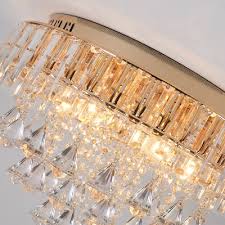Shop for flush mount chandeliers in flush mount lights. Modern Gold Flush Mount Ceiling Light 6 Bulbs Gold Flush Lighting With Clear Crystal Drop Beautifulhalo Com