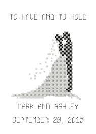 Cross Stitch Pattern Modern Wedding Bride And Groom Card