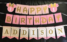 Date needed by please note gold glitter tulle. Scrap Ali Ever After Cricut Disney Minnie Mouse Pink Gold Triple Tiered Happy Birthday Banner