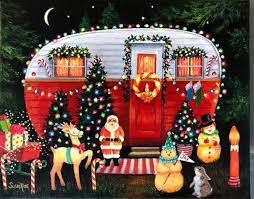 Christmas Trailer Canvas Art Print Red And White Trailer Print Vintage Trailer Art Red And White Trailer Print In 2021 Christmas Art Vintage Christmas Decorations Vintage Christmas